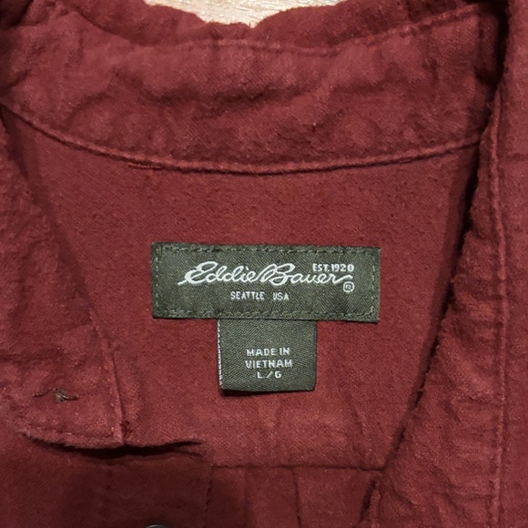 Eddie Bauer Burgundy Flannel Shirt - Picture 2 of 4